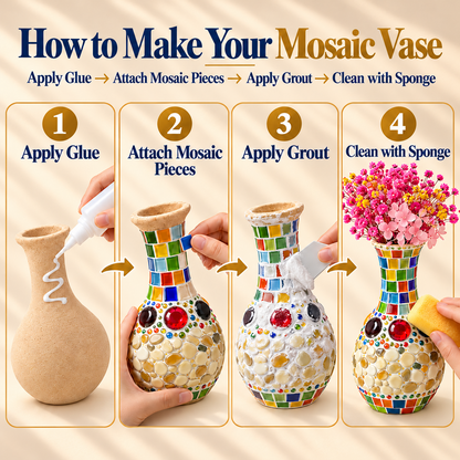 🎨 DIY Mosaic Vase Kit – Create Your Own Colorful Handmade Vase