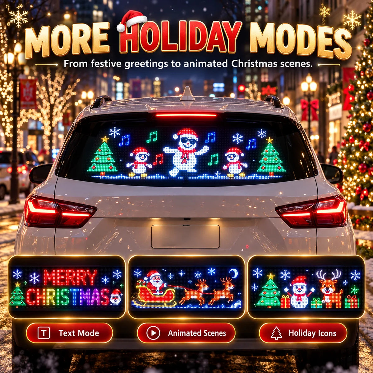 🎅🚘 Christmas Rear Window LED Screen — Festive Designs at Your Fingertips