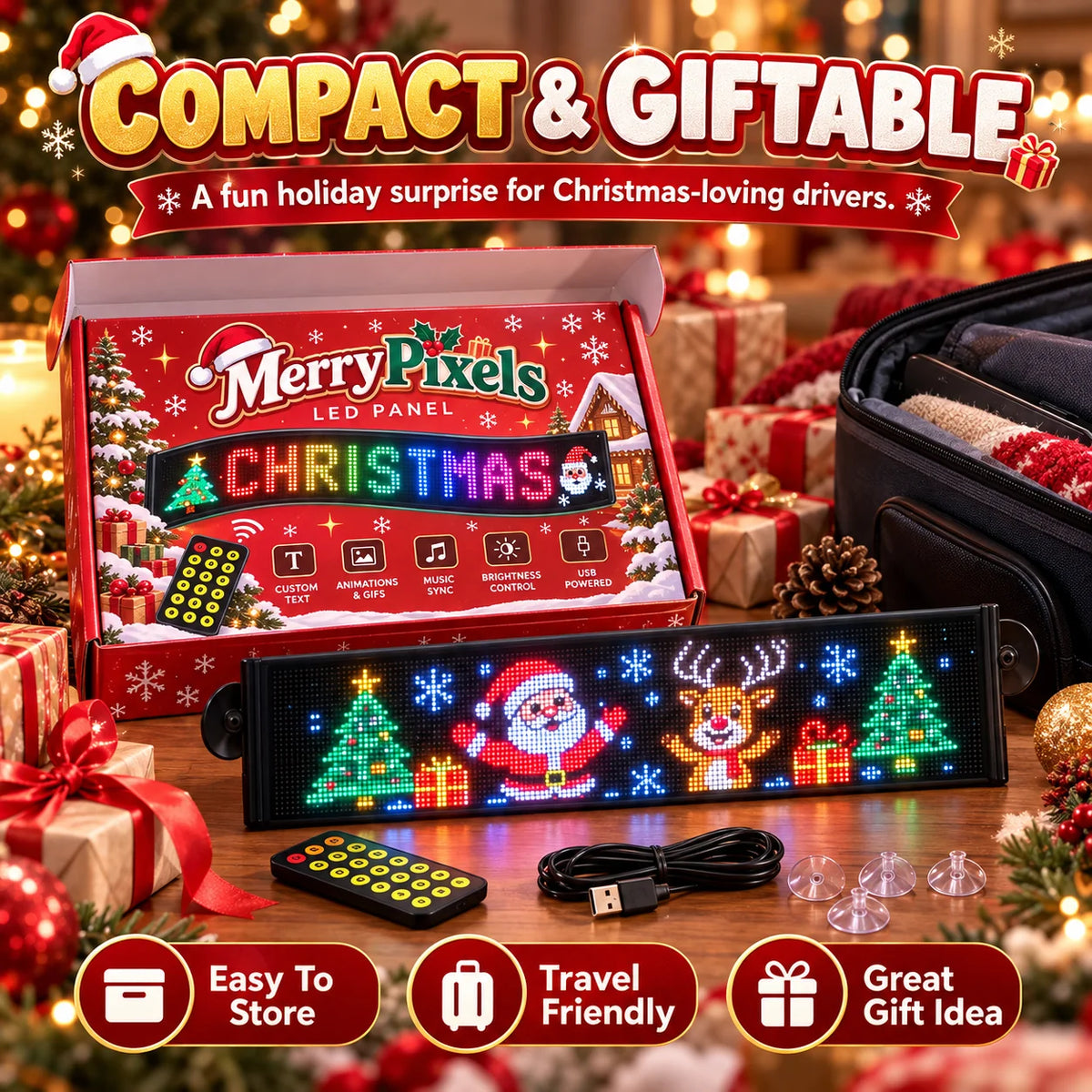 🎅🚘 Christmas Rear Window LED Screen — Festive Designs at Your Fingertips