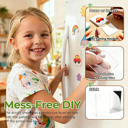 Acrylic DIY Square Fridge Magnets - Photo Frames for Crafts, Kitchen, Home Decor Use