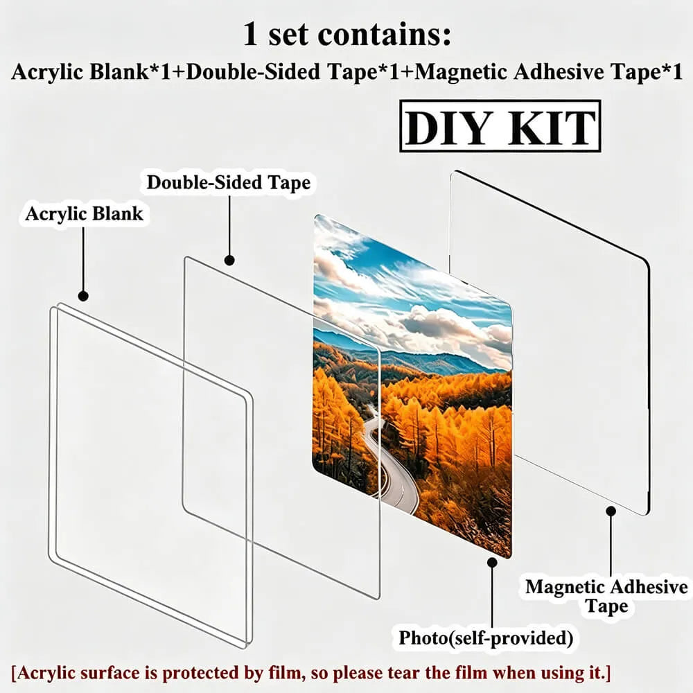 Acrylic DIY Square Fridge Magnets - Photo Frames for Crafts, Kitchen, Home Decor Use