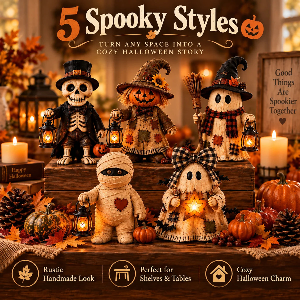 🎃✨ Halloween Monster Lanterns — 5 Spooky-Cute Styles