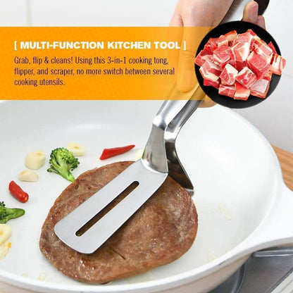 🥩🔧 3-in-1 Kitchen Cooking Tool — Grip, Flip & Scrape