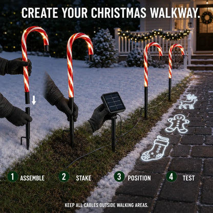 ✨🎄Solar Candy Cane Projector Pathway Lights – Light the Way to Christmas