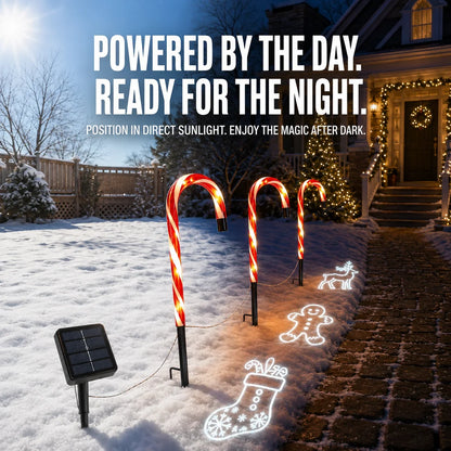 ✨🎄Solar Candy Cane Projector Pathway Lights – Light the Way to Christmas