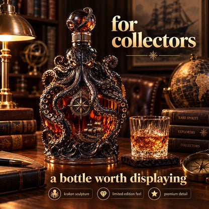 🐙kraken Voyage Octopus Whiskey Decanter | Gothic Nautical Bar Centerpiece