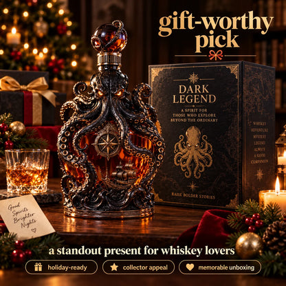 🐙kraken Voyage Octopus Whiskey Decanter | Gothic Nautical Bar Centerpiece