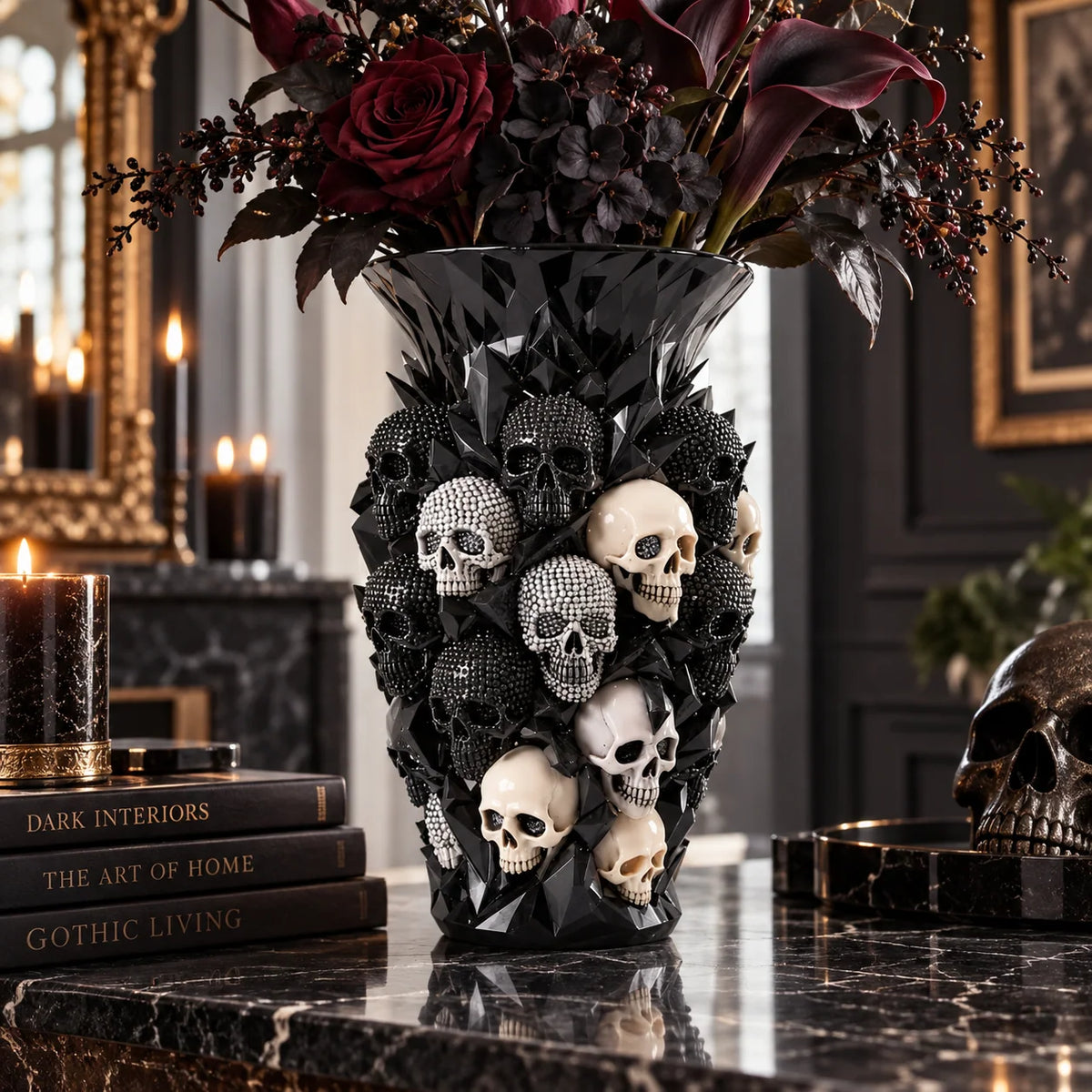 💀🐦‍⬛ Crystal Skull Vase – Where Darkness Meets Elegance ✨