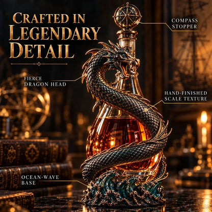 🐉 Golden Dragon Whiskey Bottle – Sculpted Dragon Design with Compass Stopper