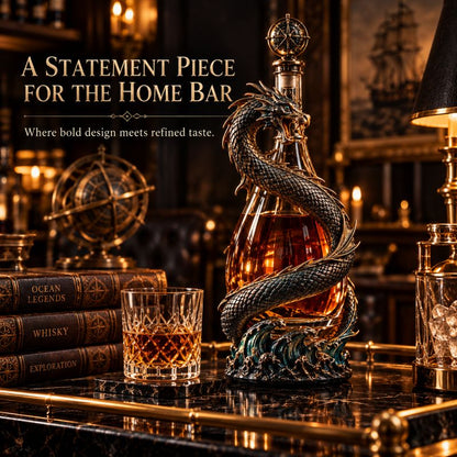 🐉 Golden Dragon Whiskey Bottle – Sculpted Dragon Design with Compass Stopper