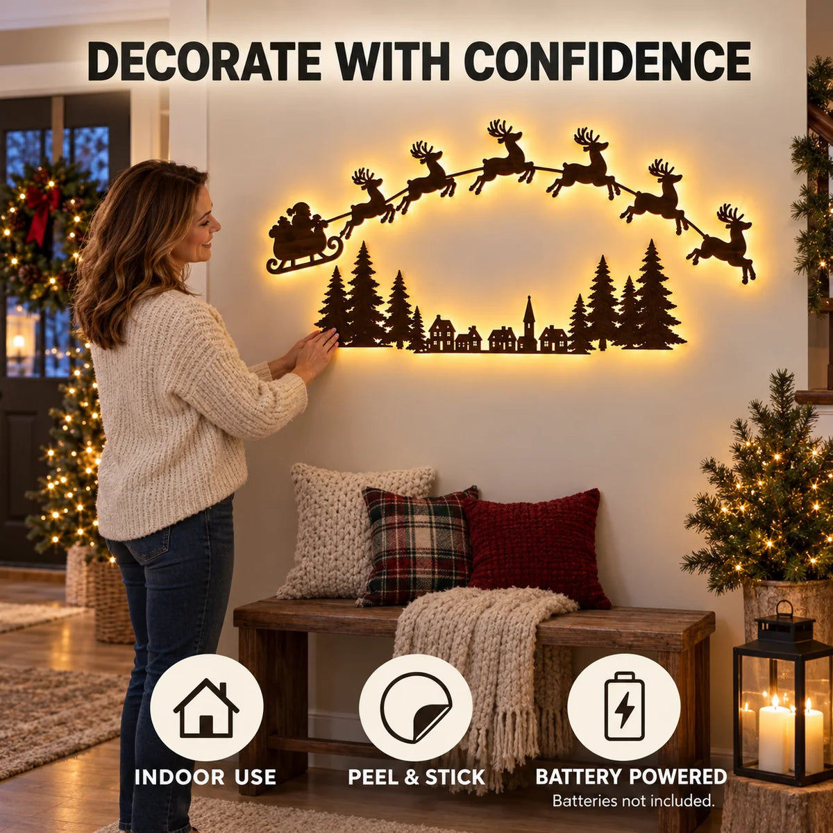 🎄🌟 Christmas LED Wall Décor — Light Up Your Holiday Magic!