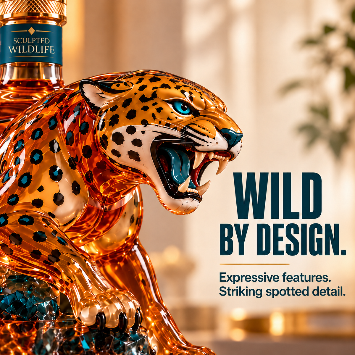 🐆🥃 Wildlife Whiskey Decanter – Sculpted Predator Bar Decor