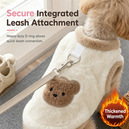 📢📢 50% OFF🐶Cozy Winter Pet Vest – Soft Plush with Adorable Bear Embroidery