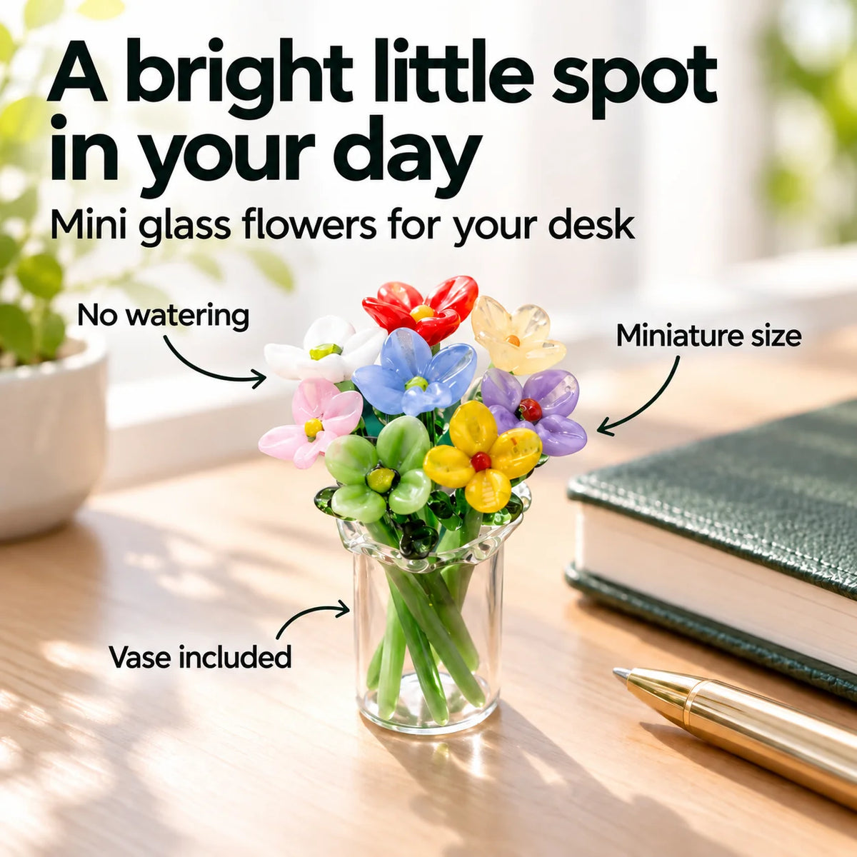 ⏰ Last Day 60% Off 🌸 Mini Glass Flower Bouquet