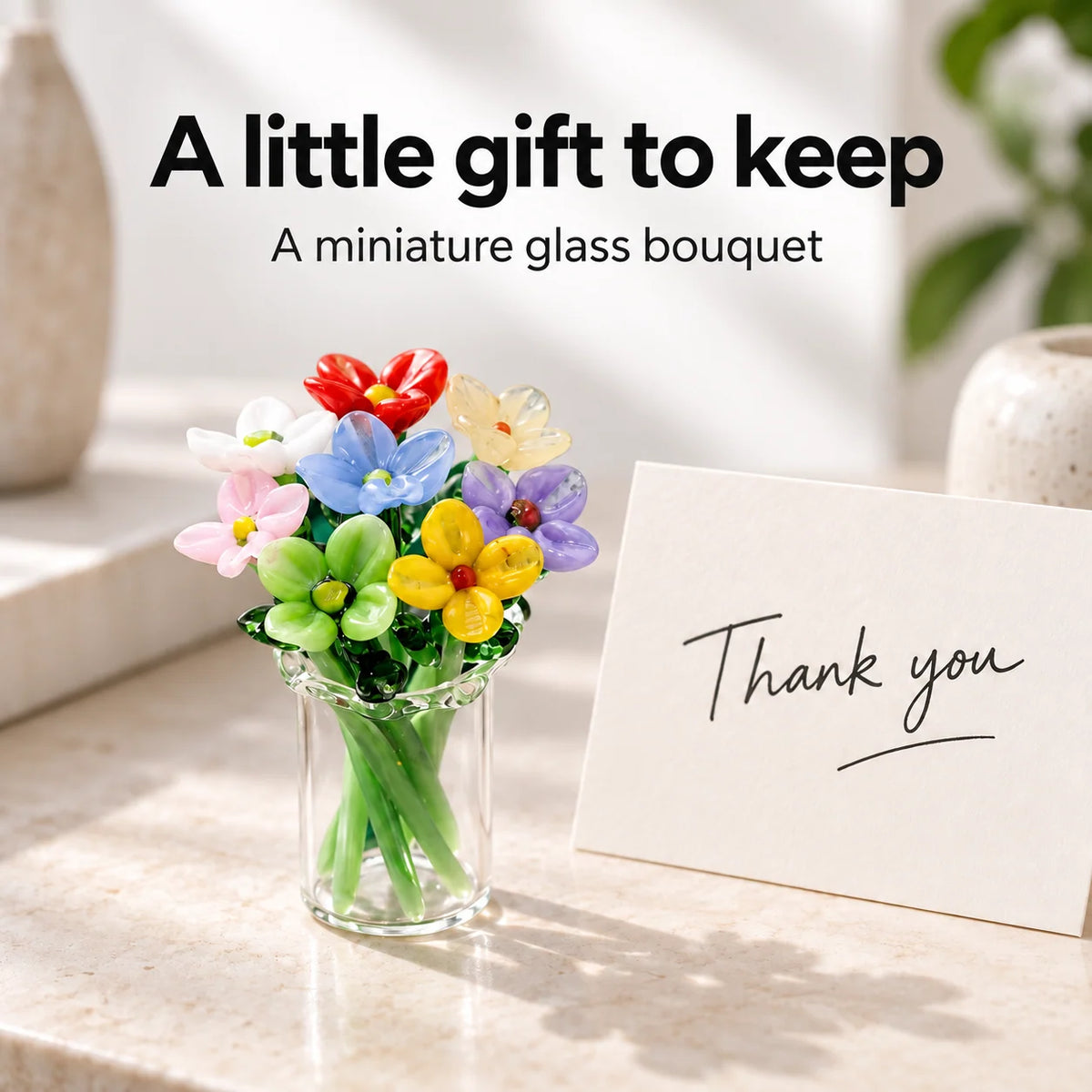 ⏰ Last Day 60% Off 🌸 Mini Glass Flower Bouquet