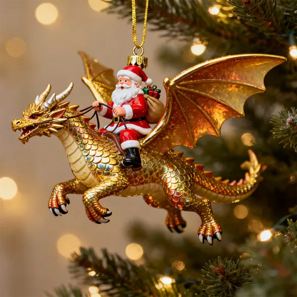 🎅🐉 Santa Riding a Dragon Christmas Ornament🎄 Unique Holiday Tree Decoration