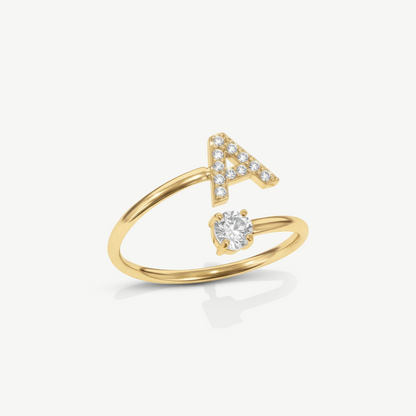 💍 Elegant Adjustable Initial Ring – A Meaningful Gift for Her