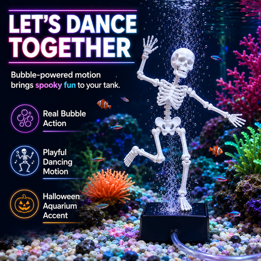💀🫧 Dancing Skeleton Bubble Aquarium Ornament