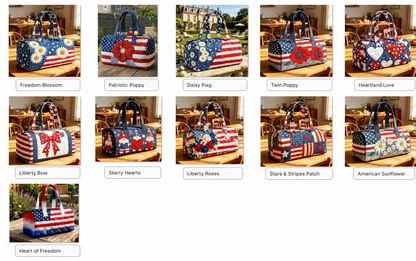 🦅👜Handcrafted American Flag Quilted Tote – 3D Floral Patriotic Shoulder Bag🌸