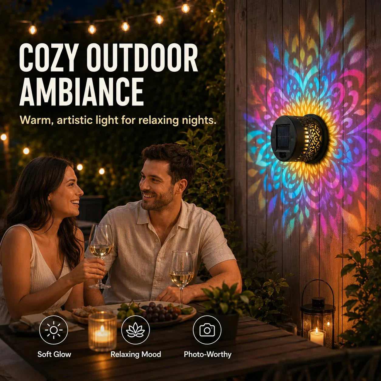 💡🏠Solar-Powered Mandala Projector Light