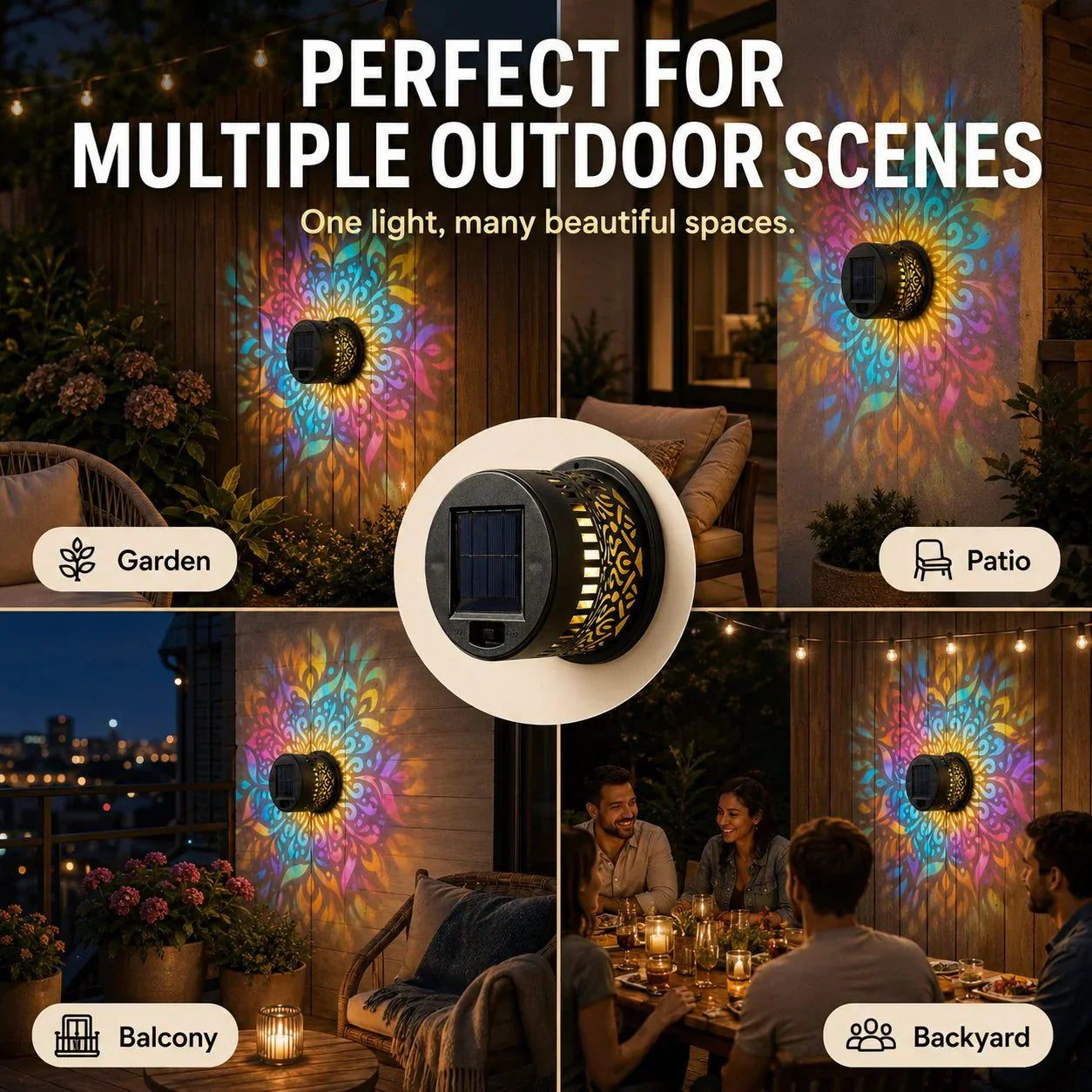 💡🏠Solar-Powered Mandala Projector Light