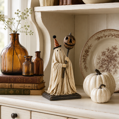 🎃 Limited 50% OFF - Lighted Vintage Ghost Figurine with Glowing Pumpkin Staff