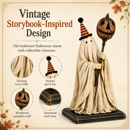 🎃 Limited 50% OFF - Lighted Vintage Ghost Figurine with Glowing Pumpkin Staff