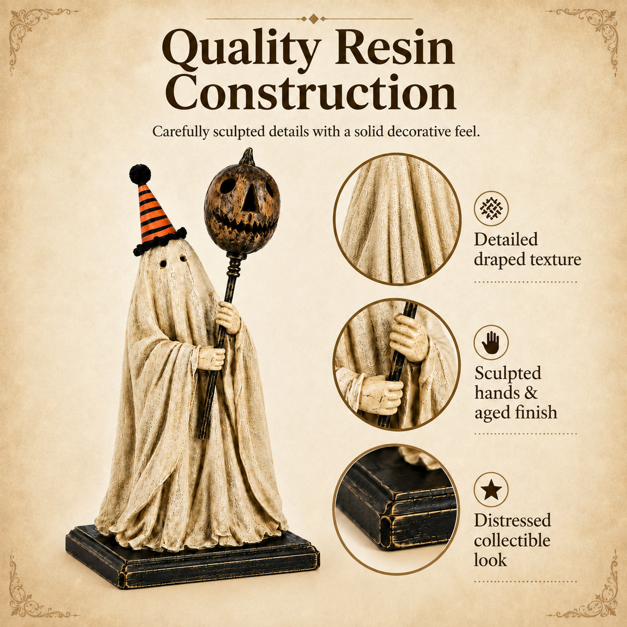 🎃 Limited 50% OFF - Lighted Vintage Ghost Figurine with Glowing Pumpkin Staff