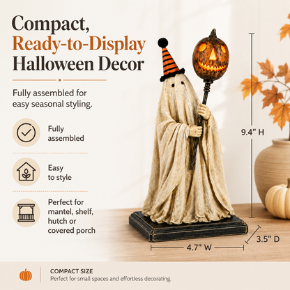 🎃 Limited 50% OFF - Lighted Vintage Ghost Figurine with Glowing Pumpkin Staff
