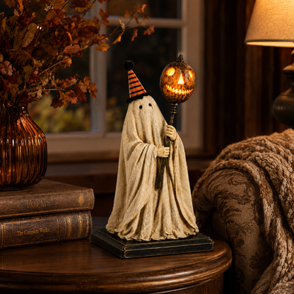 🎃 Limited 50% OFF - Lighted Vintage Ghost Figurine with Glowing Pumpkin Staff