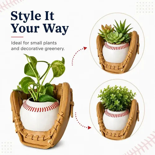 ⚾️ Baseball Glove Plant Pot – Resin Planter & Sports Décor