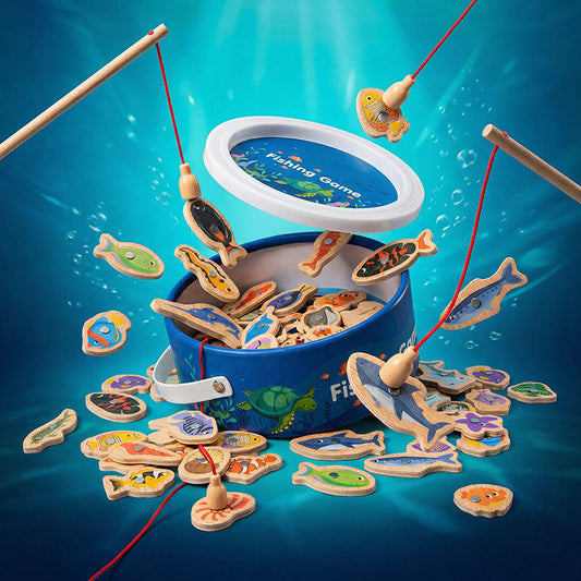 🥳💞60K+ SOLD!🎣 Magnetic Wooden Fishing Game – Fun Ocean Adventure & Early Learning Toy