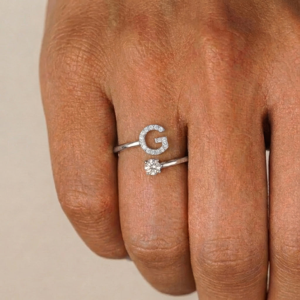 💍 Elegant Adjustable Initial Ring – A Meaningful Gift for Her