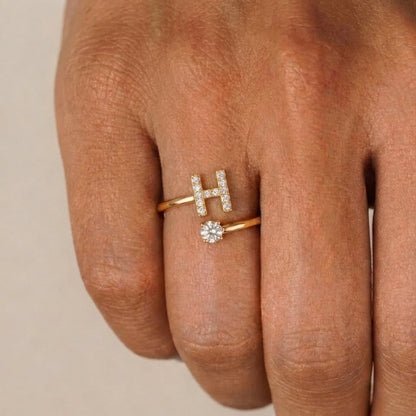 💍 Elegant Adjustable Initial Ring – A Meaningful Gift for Her