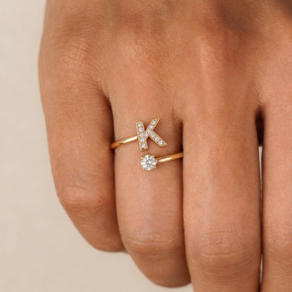 💍 Elegant Adjustable Initial Ring – A Meaningful Gift for Her