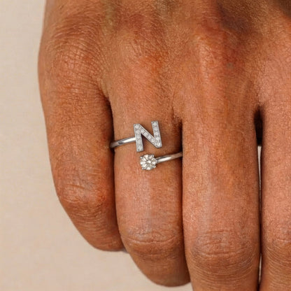 💍 Elegant Adjustable Initial Ring – A Meaningful Gift for Her