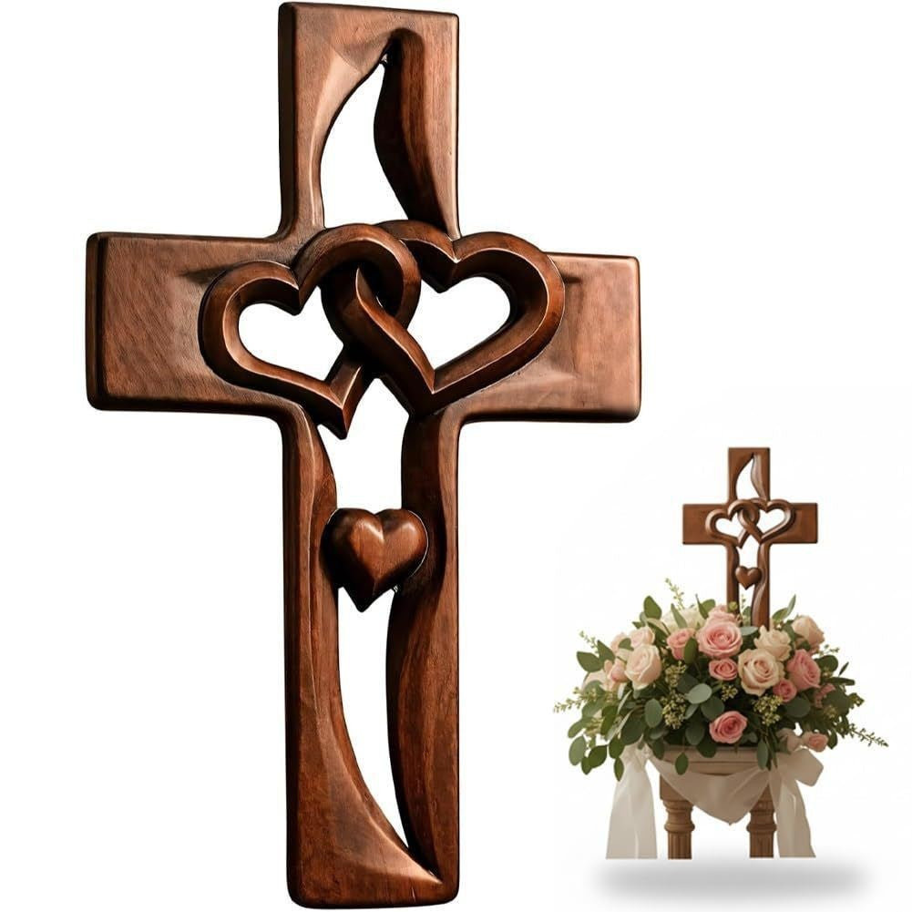 💎 Premium Handcrafted Two Heart Cross Necklace✝️ Faith, Love & Eternal Connection
