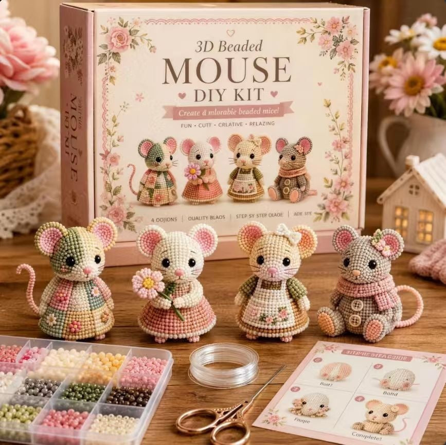Mini 3D Beaded Animal DIY Kit — 8 Adorable Craft Sets