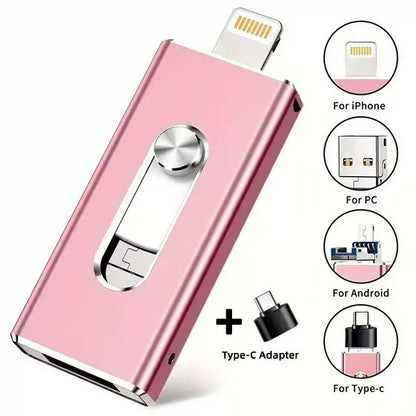 ⚡ Easy To Take ⚡ Portable USB 3.0 Flash Drive | 3-in-1 Storage for All Devices
