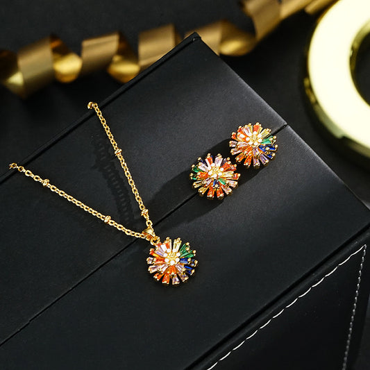 🎆 Luxury Firework Earrings and Necklace💎 Timeless Sparkle, Everyday Glamour