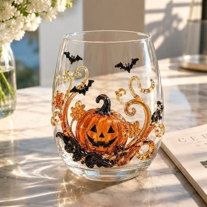 🔥 LAST DAY 40% OFF 🎃 3D Halloween Artisan Glass Cups, Festive Parties & Cozy Fall Home Bar Vibes