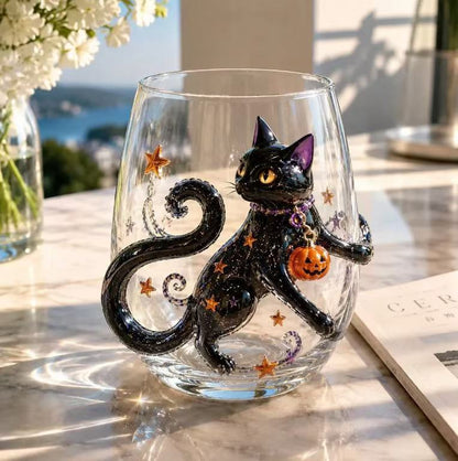 🔥 LAST DAY 40% OFF 🎃 3D Halloween Artisan Glass Cups, Festive Parties & Cozy Fall Home Bar Vibes