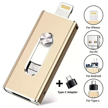 ⚡ Easy To Take ⚡ Portable USB 3.0 Flash Drive | 3-in-1 Storage for All Devices