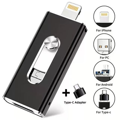 ⚡ Easy To Take ⚡ Portable USB 3.0 Flash Drive | 3-in-1 Storage for All Devices