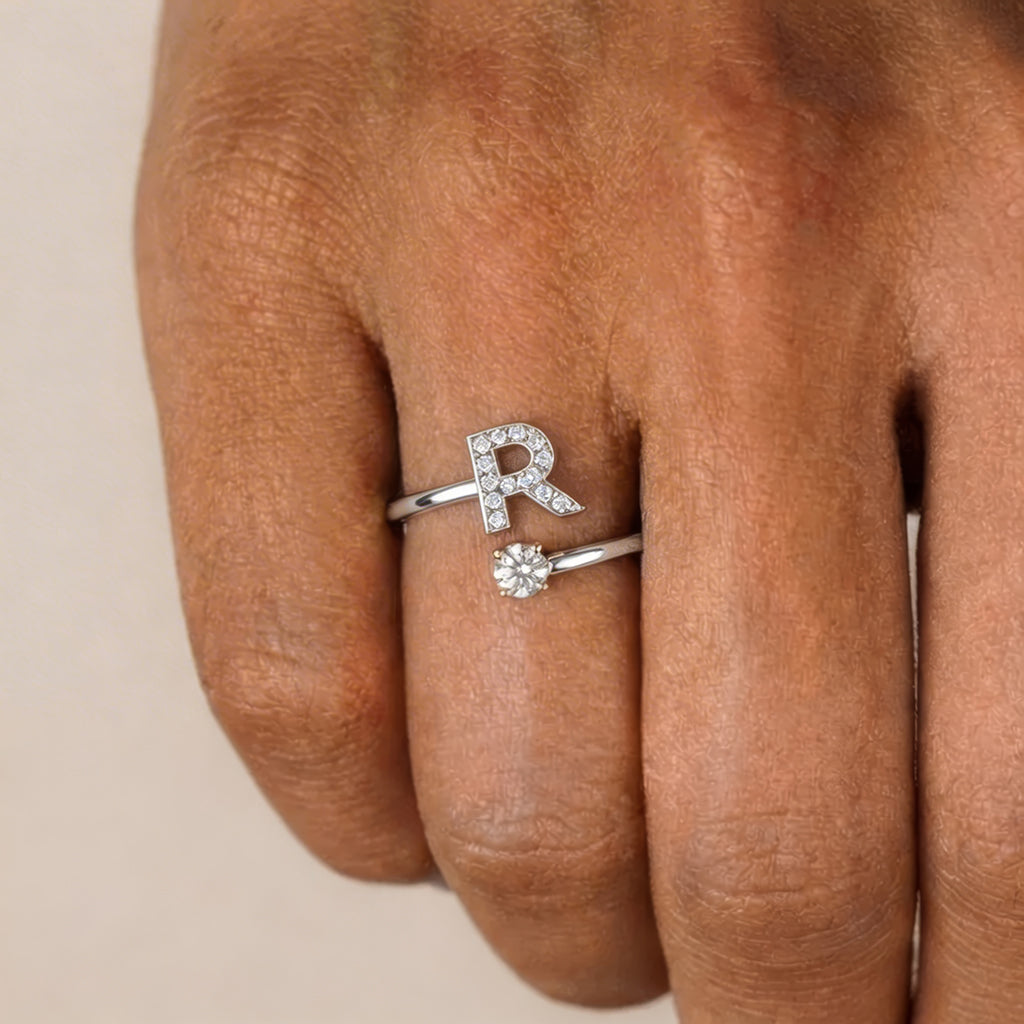 💍 Elegant Adjustable Initial Ring – A Meaningful Gift for Her