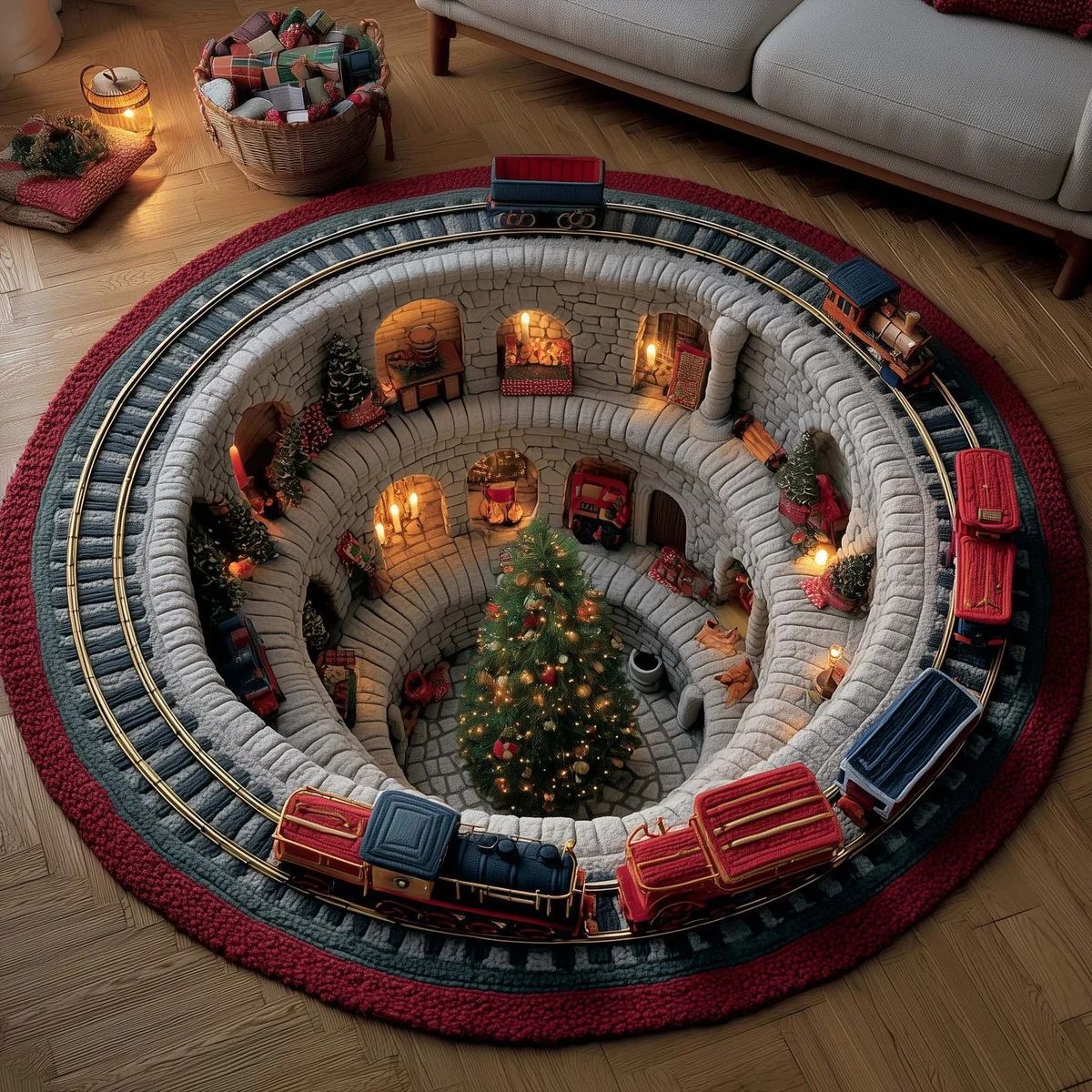 🎄3D Christmas Gnome Optical Illusion Round Rug | Fun Festive Home Decor Must‐Have⭐🏠🎁