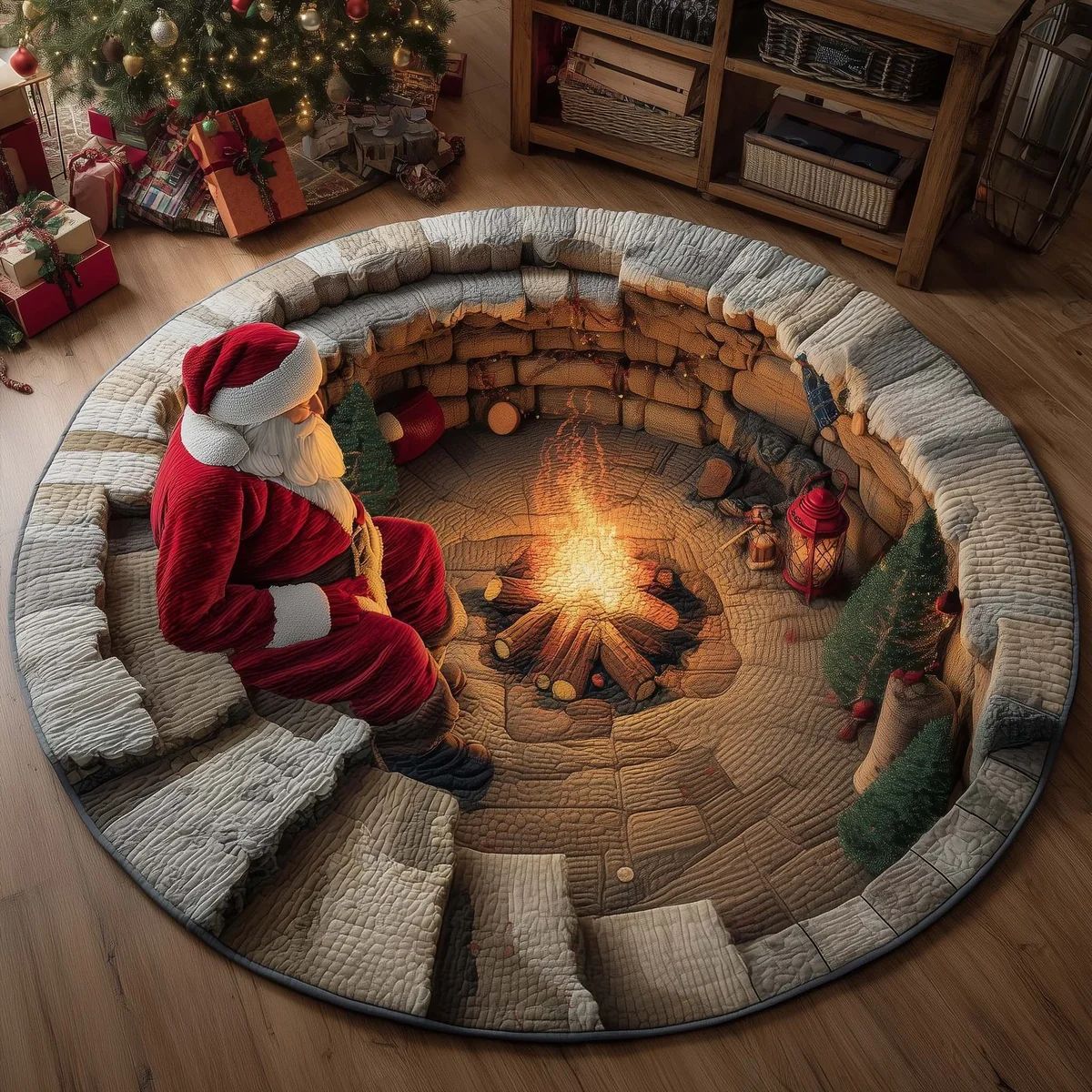 🎄3D Christmas Gnome Optical Illusion Round Rug | Fun Festive Home Decor Must‐Have⭐🏠🎁