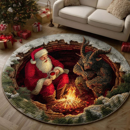 🎄3D Christmas Gnome Optical Illusion Round Rug | Fun Festive Home Decor Must‐Have⭐🏠🎁