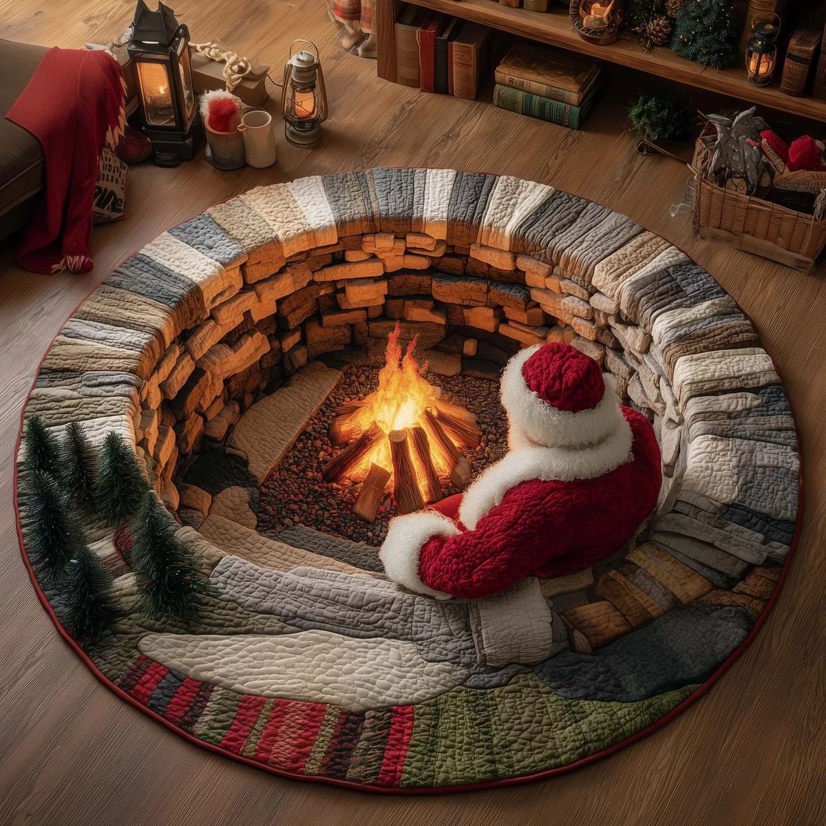🎄3D Christmas Gnome Optical Illusion Round Rug | Fun Festive Home Decor Must‐Have⭐🏠🎁