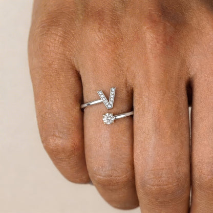 💍 Elegant Adjustable Initial Ring – A Meaningful Gift for Her